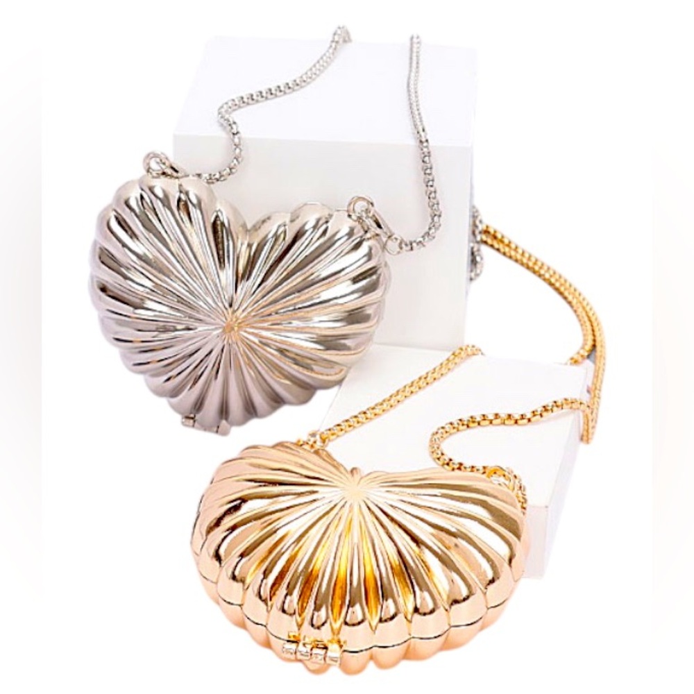 Silver and Gold Heart-Shaped Mini Bag